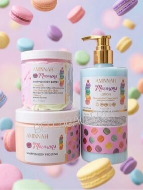 AMINNAH Bundle Macaron Whipped Body Butter, Frosting & Lotion